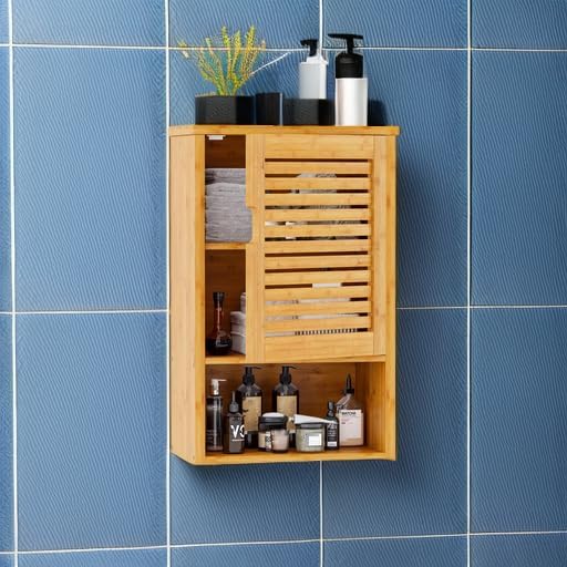 VIAGDO Bathroom Wall Cabinet, Wooden Medicine Cabinet - Image 5