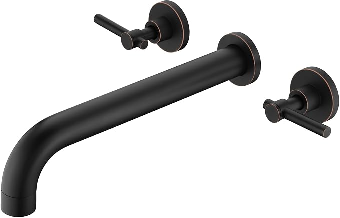 SUMERAIN Two Handle Wall Mount Tub Faucet Oil Rubbed Bronze Bathtub Faucet Set by SUMERAINFAUCETS