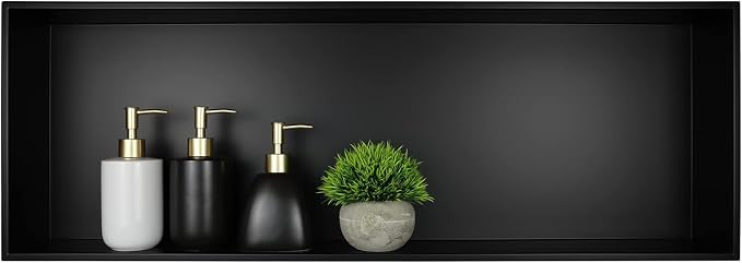 Stainless Steel Shower Niche 36" X 12" Matte Black No Tile Needed Horizontal by Bernkot