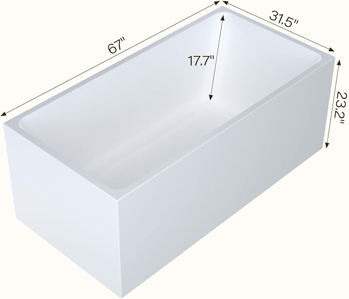 67" Acrylic Free Standing Bathtub - Image 2