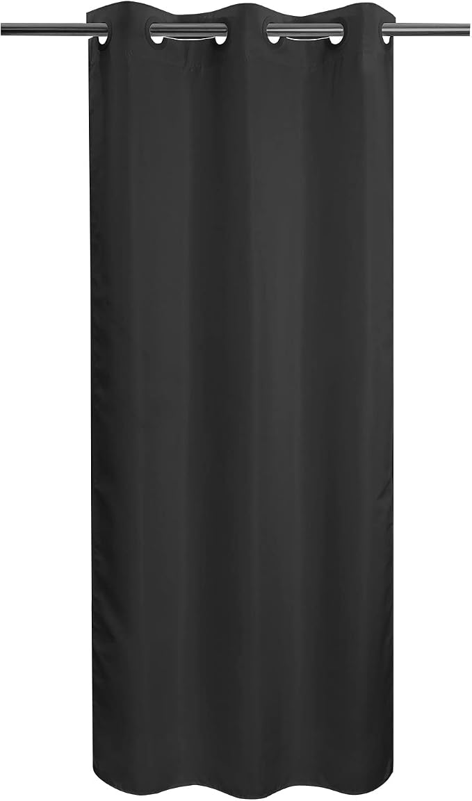 River Dream Stall Size No Hook Black Shower Curtain Soft Microfiber by RiverDream