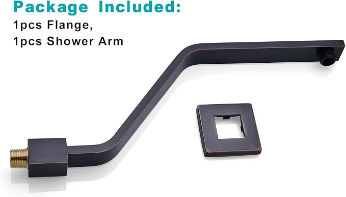 16 Inch S Shape Oil Rubbed Bronze Shower Head Arm, Square Wall Mounted Shower - Image 6