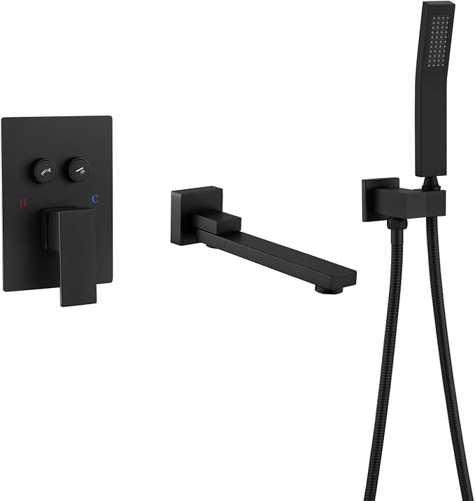 Wall Mount Bathtub Faucet Set Included 180°Swivel bathroom Tub Filler faucets by Unknown