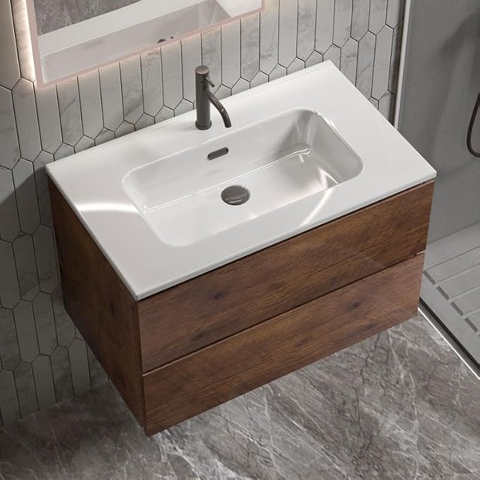 30" Bathroom Vanity with Sink, Modern Floating Vanity with Double Soft Closing by LittleTulip