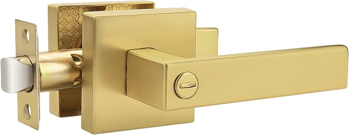 Probrico Heavy Duty Flat Gold Door Handles Square Privacy Interior Door Levers by Probrico