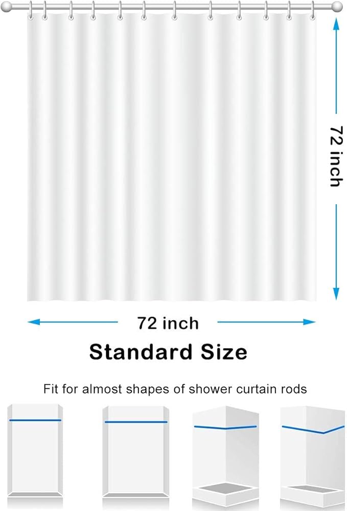 Stall Shower Curtain Liner 72 x 72 inch Plastic Shower Liner Washable Inside - Image 5