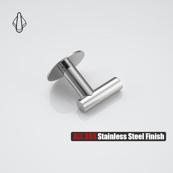 JQK Self Adhesive Towel Hook Chrome, No Drill Stick on Coat Robe Clothes Wall - Image 9
