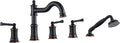 Roman Tub Faucet Set With Handheld Shower 5 Hole Deck Mount Tub Filler With by WINKEAR
