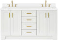 ARIEL Taylor 67" White Double Vanity, 1.5" Edge Pure White Quartz Countertop & by Ariel