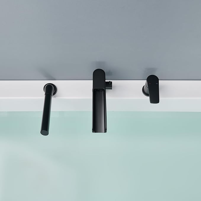 Waterfall Roman Tub Faucet Black Deck Mount Bathtub Faucets Brass Tub Filler - Image 9