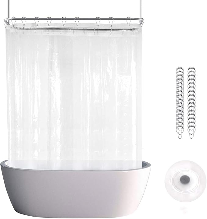 Clawfoot Tub Shower Curtain 180x70 Inch Clear Liner All Warp Around Extra Wide by De-Mediocre