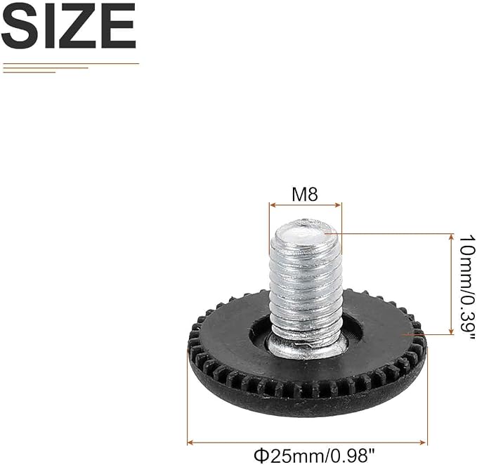 M8x10x25mm Screw on Furniture Glide Leveling Feet - Image 2