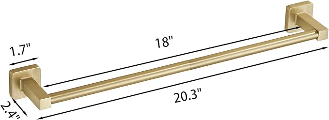 Wall Mounted Towel Rack for Bathroom, 18 Inch Brushed Light Gold Towel Bar - Image 6