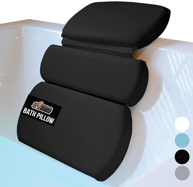 GORILLA GRIP Bath Pillow for Tub, Improved Suction Cups, Luxury Bathtub Pillows by GorillaGrip