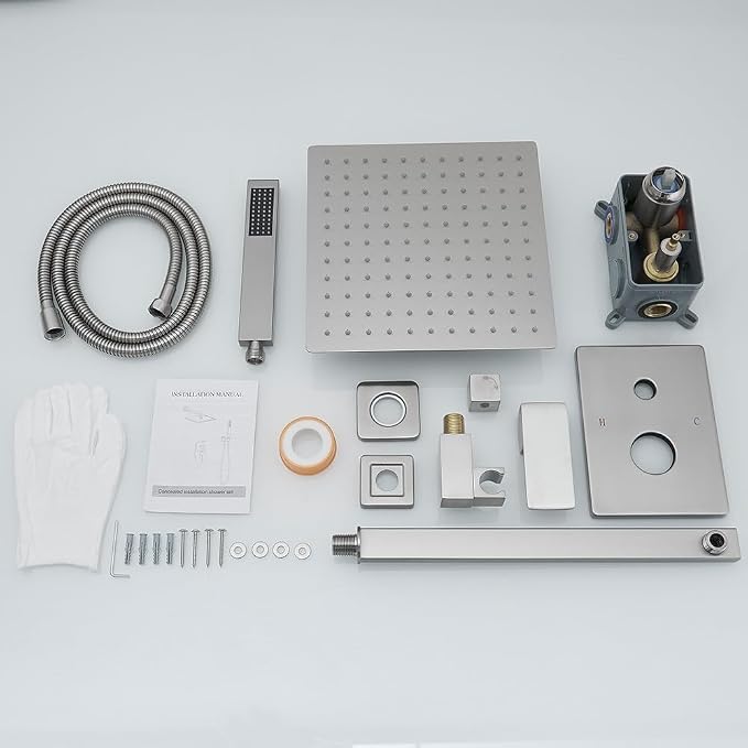 Brushed Nickel Shower System YCAIKOI Wall Mount Shower Faucet Set - Image 6