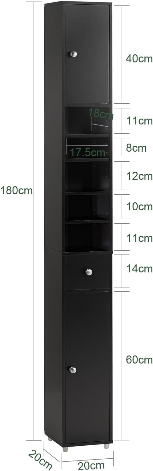 SoBuy Narrow Bathroom Storage Cabinet, Tall Slim Bathroom Organizers and Storage - Image 3