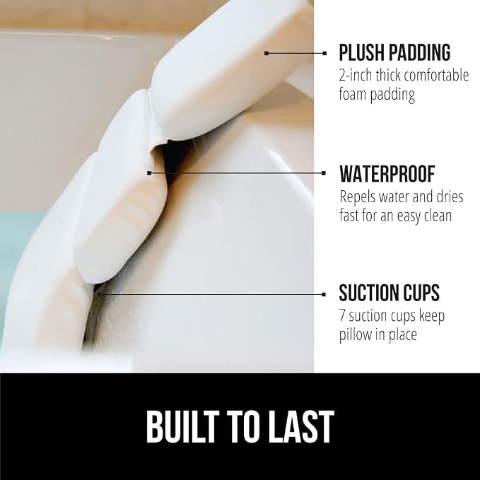 GORILLA GRIP Bath Pillow for Tub, Improved Suction Cups, Luxury Bathtub Pillows - Image 2