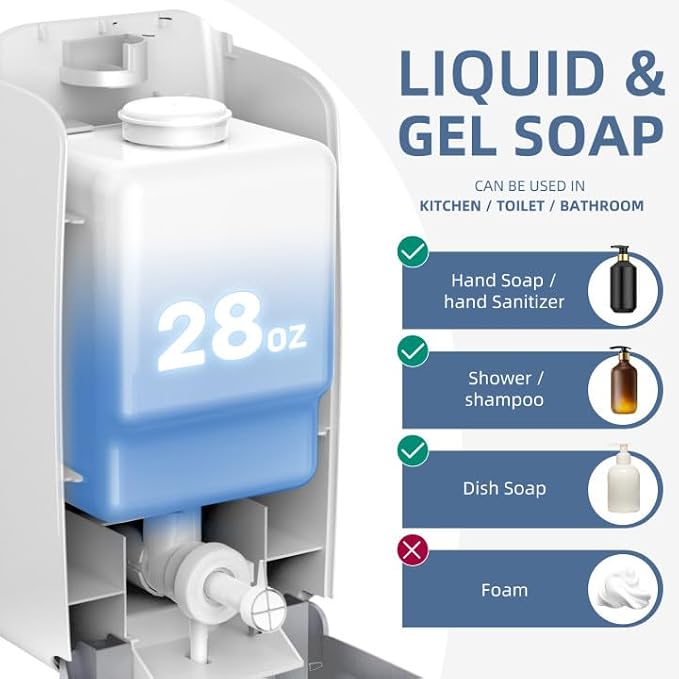 interhasa! Soap Dispenser Wall Mount Refillable 28oz Hand Sanitizer Dispenser - Image 9