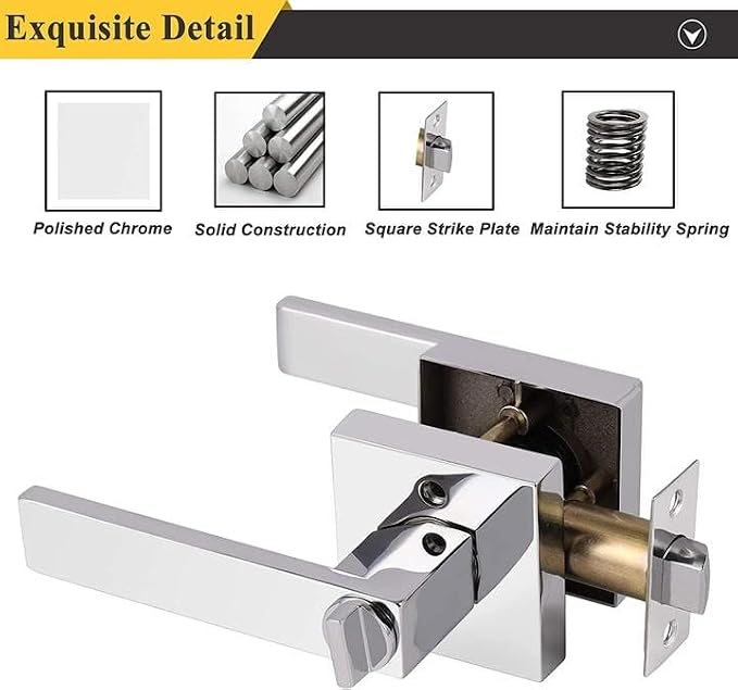 Probrico Heavy Duty Door Handles Polished Chrome, Interior Keyless Locks - Image 3