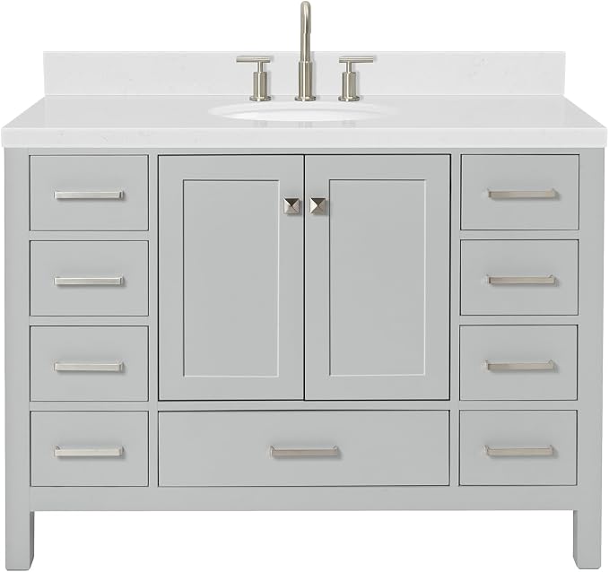 ARIEL Cambridge 48" Grey Bathroom Vanity, 1.5" Edge Carrara White Quartz by Ariel