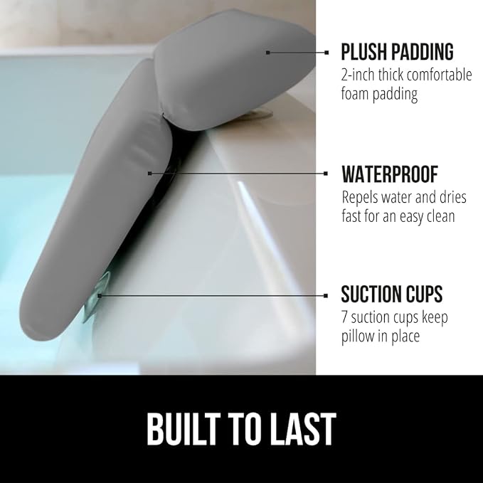 GORILLA GRIP Bath Pillow for Tub, Improved Suction Cups, Luxury Bathtub Pillows - Image 2