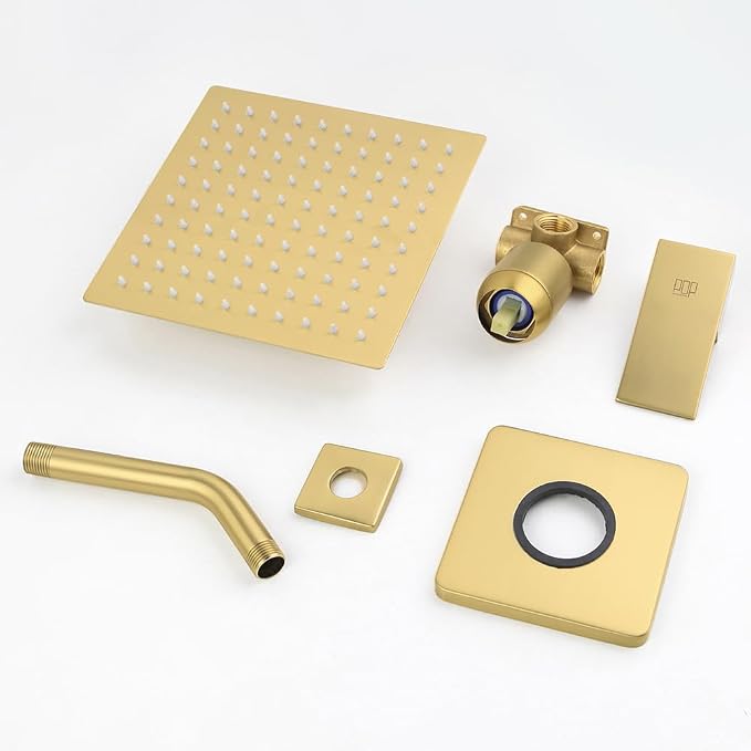 POP SANITARYWARE Shower Faucet Set Brushed Gold Bathroom Rainfall 8 Inch Shower - Image 7