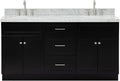ARIEL Hamlet 67" Black Double Vanity, 1.5" Edge Italian Carrara Marble by Ariel