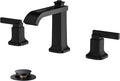 FORIOUS 3 Hole Bathroom Vanity Sink Faucet, Matte Black Waterfall Widespread by FORIOUS