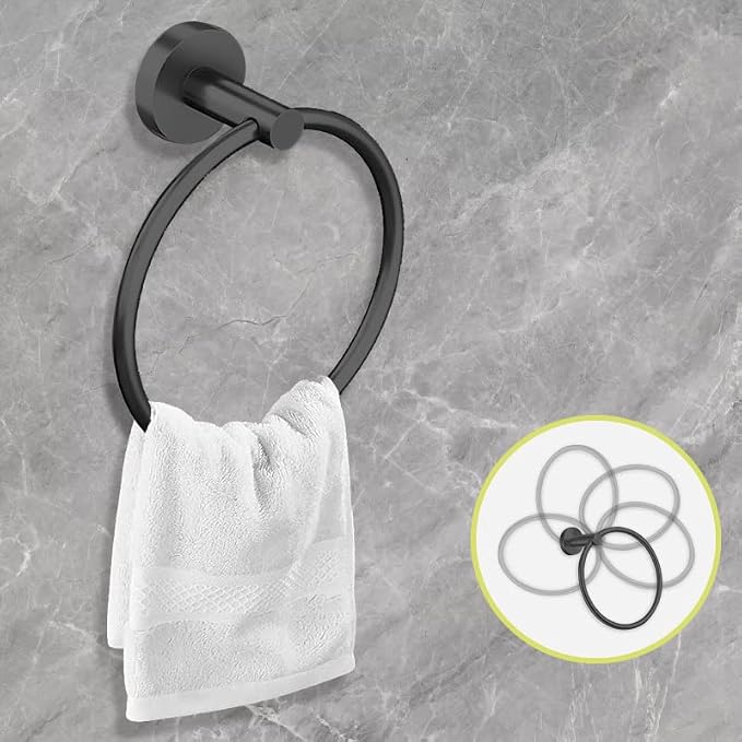 Cilee 10 Piece Matte Black Bathroom Accessories Set, 24inch Black Towel Bar - Image 5