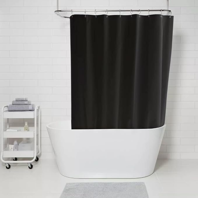 Black Plastic Shower Curtain Liner 60W x 72H Inches, PEVA Shower Liner - Image 3
