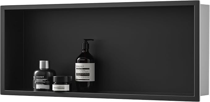 Stainless Steel Shower Niche 30" X 12" Matte Black No Tile Needed Horizontal by Bernkot