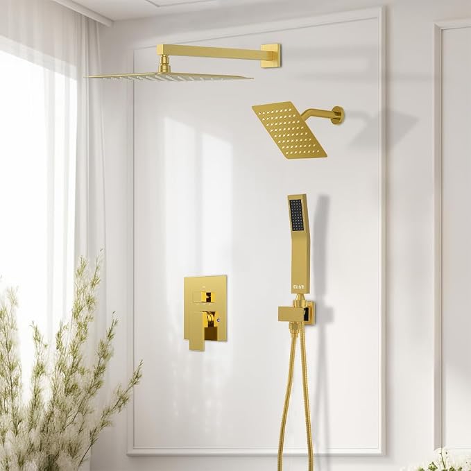 Shower Faucet Set Brushed Gold Shower System, STARBATH 12+6" Dual Rain Shower - Image 2