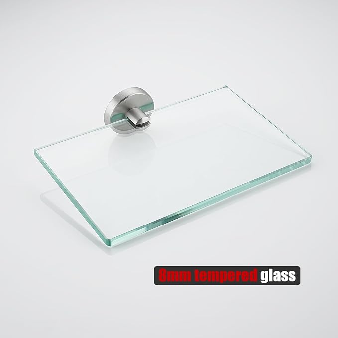 JQK Bathroom Glass Shelf, Tempered Glass Shower Storage 8 by 5 inches, 304 - Image 8