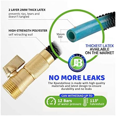 J&B XpandaHose 100ft Expandable Garden Hose – Ultra-Strong 3750D, 4-Layer Latex - Image 6