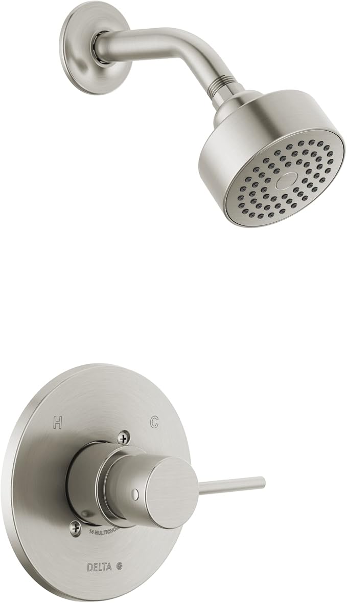 Delta Modern 14 Series Shower Faucet Set, Brushed Nickel Shower Head and Handle by DeltaFaucet