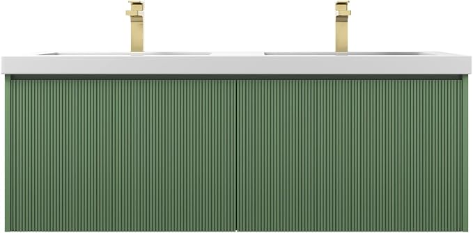 Blossom 60 Inch Double Sink Bathroom Vanity, All Wood Wall Mounted Floating - Image 2