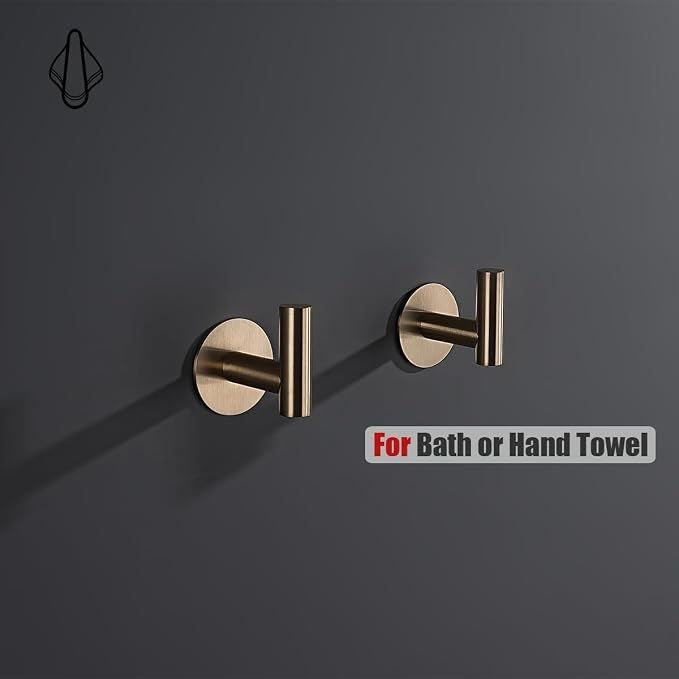 JQK Self Adhesive Towel Hook Champagne Bronze, No Drill Stick on Coat Robe - Image 3