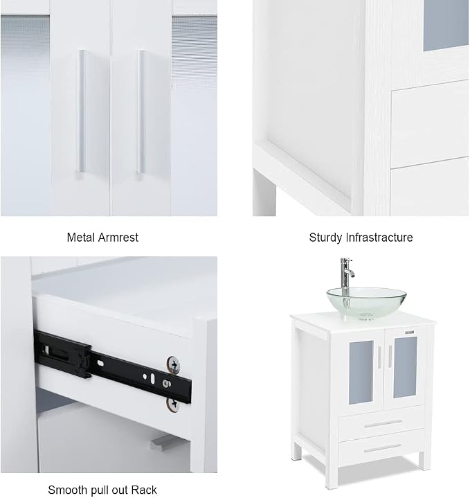 eclife 24" Modern Bathroom Vanity Sink Combo Freestanding Cabinet - Image 4