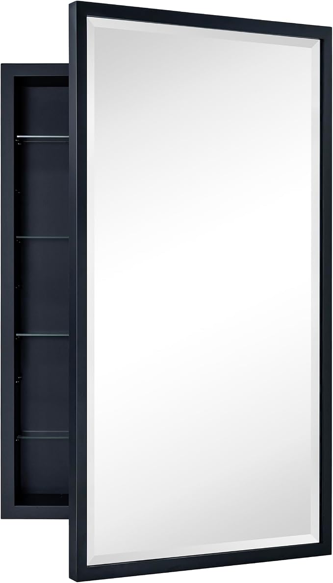 TEHOME Black Recessed Bathroom Medicine Cabinet - Image 3