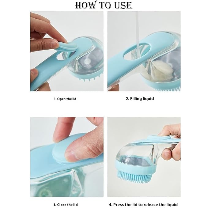 Pet Bath Brush with Silicone Bristles – Grooming Massage Tool with Liquid - Image 4
