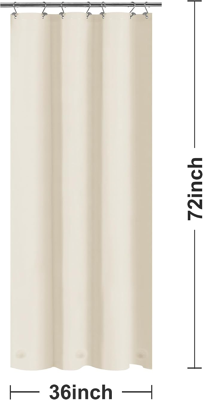 Barossa Design Beige Stall Shower Curtain Liner 36" W x 72" H - Image 6