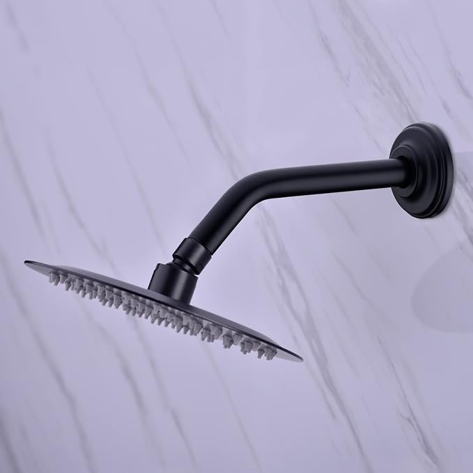 9 Inch Angled Shower Arm with Flange, Wall-Mounted Heavy Duty Stainless Steel - Image 2