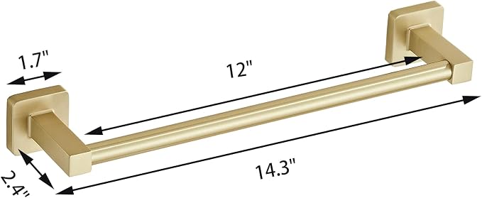 Wall Mounted Towel Rack for Bathroom, 12 Inch Brushed Light Gold Towel Bar - Image 5