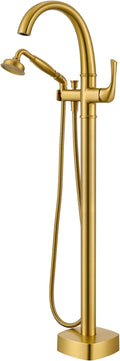 Free Standing Tub Faucet, Hanallx Luxury Brushed Gold Freestanding Bathtub by HanallxSanitaryWare