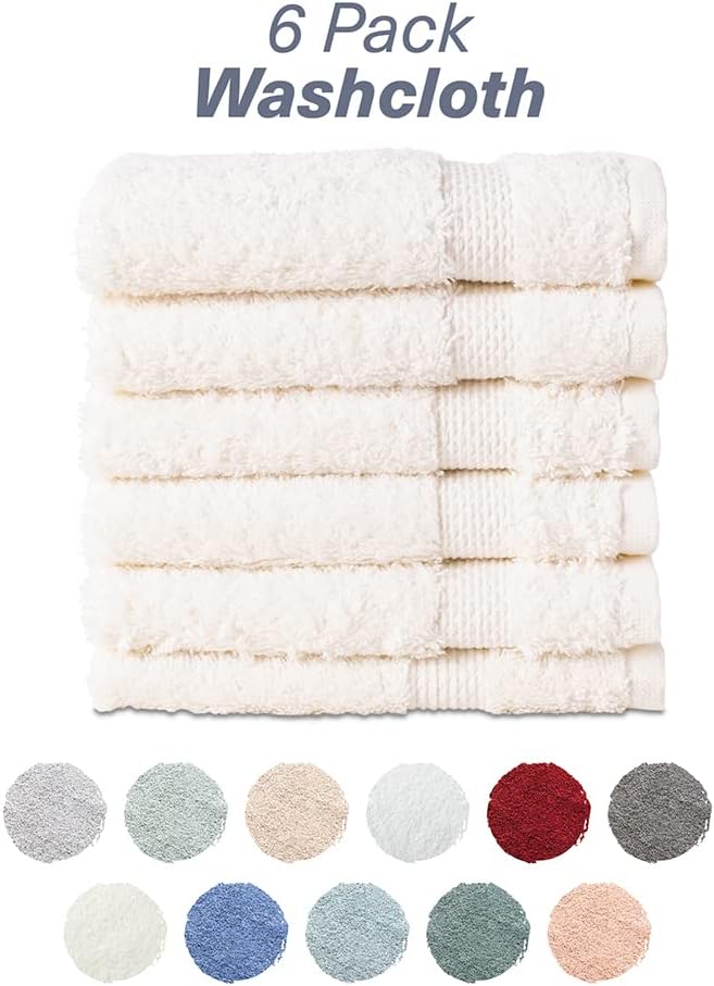 Hencely Premium 6-Pack Washcloths 12x12 Inches Soft Turkish Cotton High - Image 4