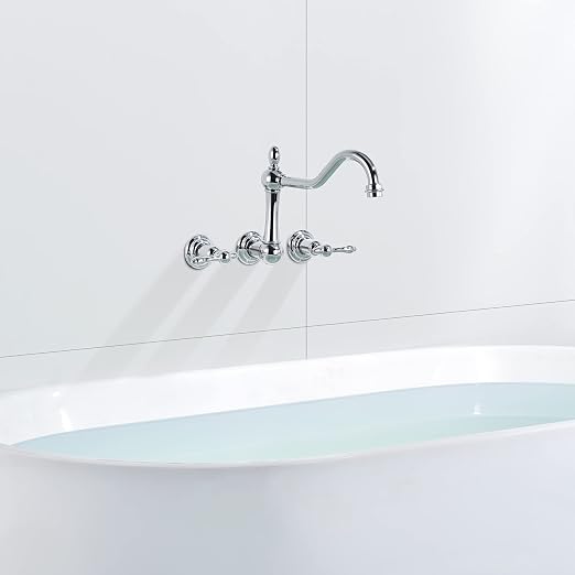 sumerain Vintage Tub Faucet Wall Mount Bathtub Faucet 3 Hole 8 Inches Center - Image 9