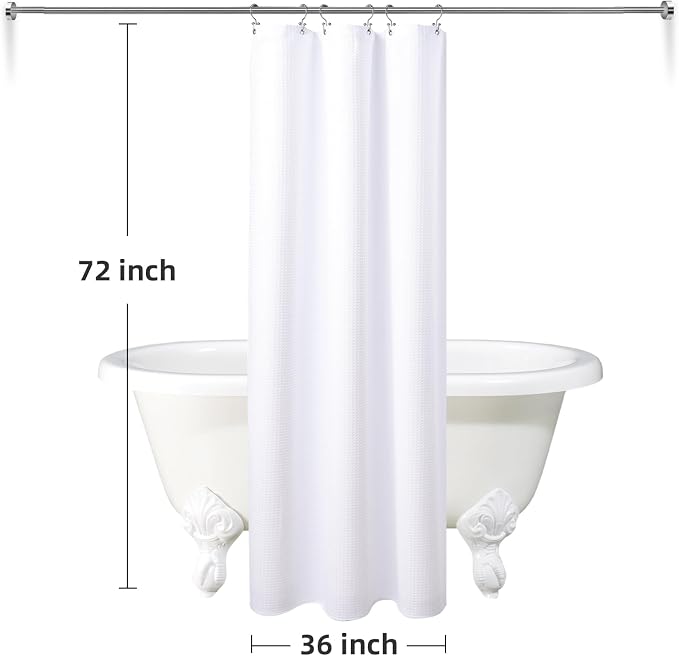 LaCyan 3 in 1 Waterproof Waffle Weave Shower Curtain and Clear Liner Set - Image 6