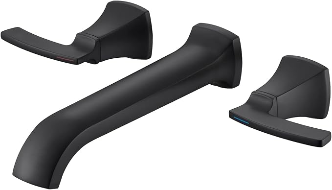 Tub Filler Wall Mount Tub Faucet Black High Flow Long Spout Reach Roman Bathtub by QinkellSanitaryWare