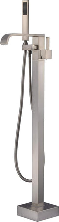 Freestanding Bathtub Faucet Tub Filler Brushed Nickel Floor Mount Faucets Brass by ArtiquaSanitaryWare