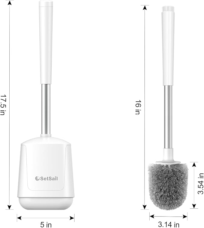 SetSail Toilet Brush, Self Closing Lid Toilet Bowl Brushes Holder and Extra - Image 2